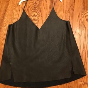 Faux leather dark green Zara tank